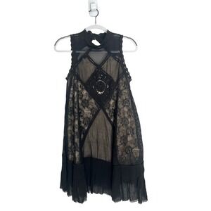Free ￼People Angel Lace Mini Dress Size Sma￼ll Black